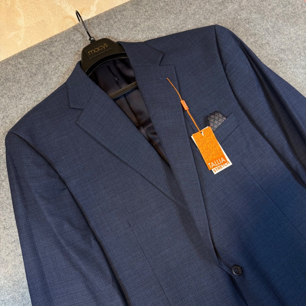 Tallia Orange Mens 46L Valiant Navy Blue Stretch Sport Coat Blazer VLTT1TEX0007